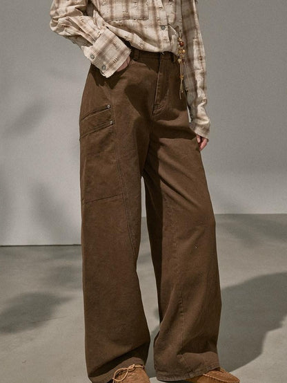 DIDDI MODA Split Panel Side Pocket Riveted Washed Women&