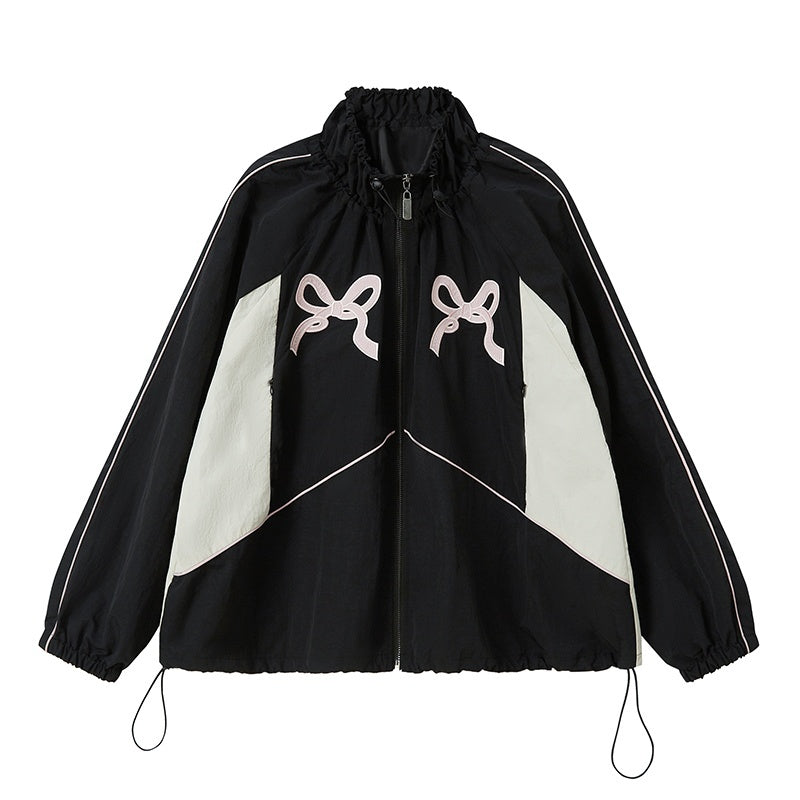 DIDDI_MODA_Sporty_Bow_Applique_Embroidered_Contrast_Loose_Uv_Women&