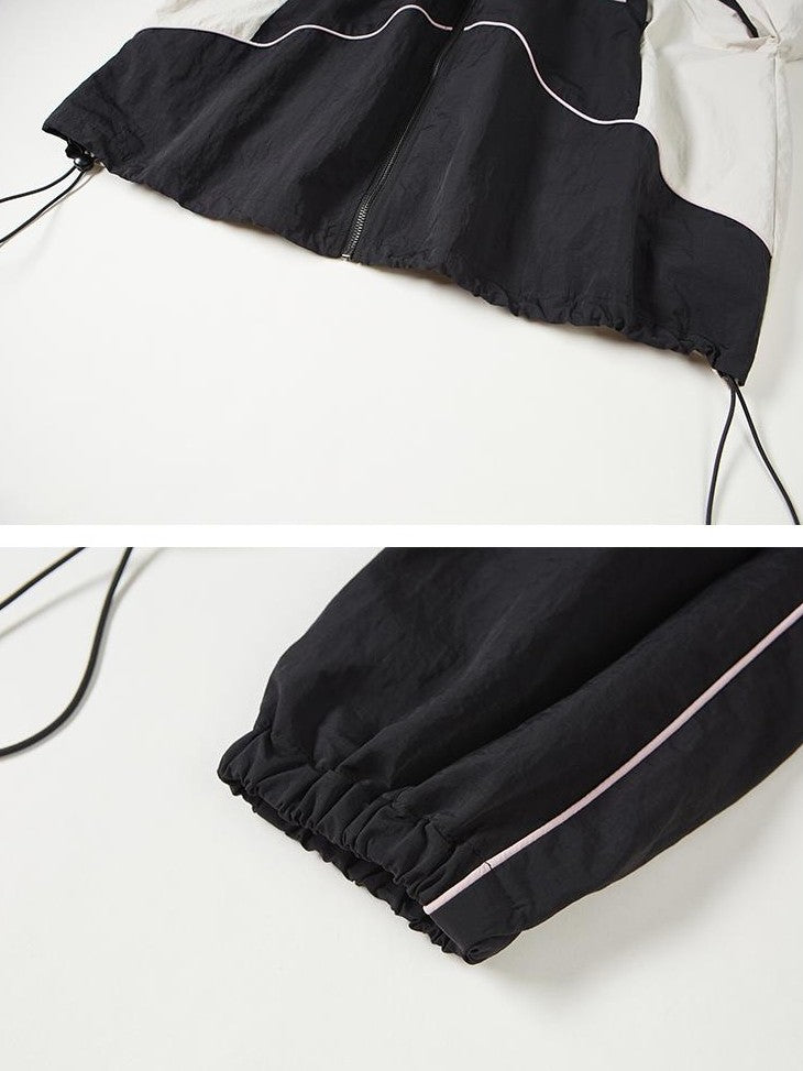 DIDDI MODA Sporty Bow Applique Embroidered Contrast Loose Uv Women&
