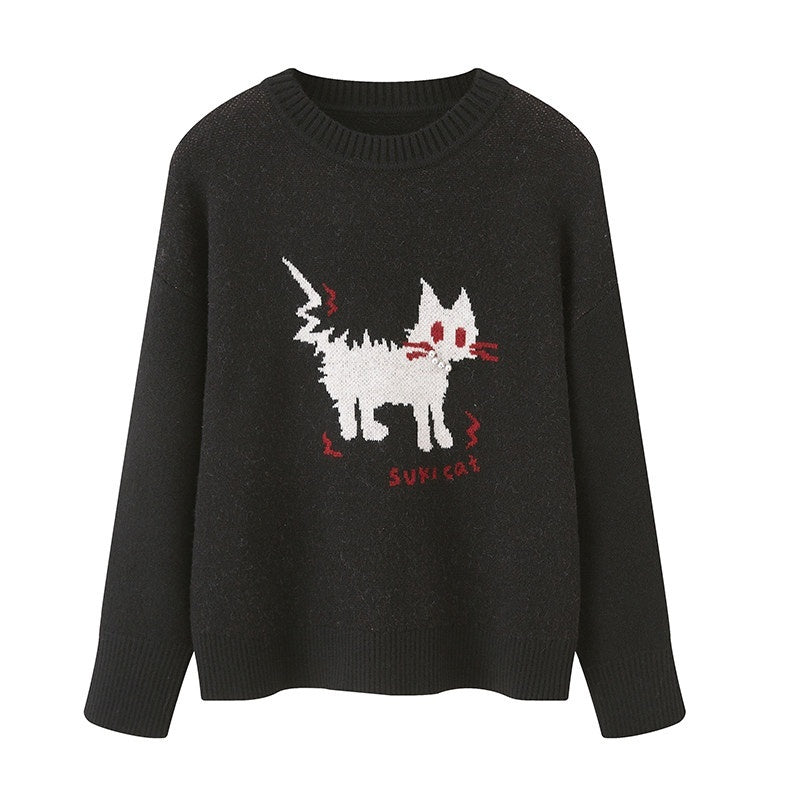 DIDDI_MODA_Sporty_Fuzzy_Kitten_Graphic_Loose_Fit_Women&