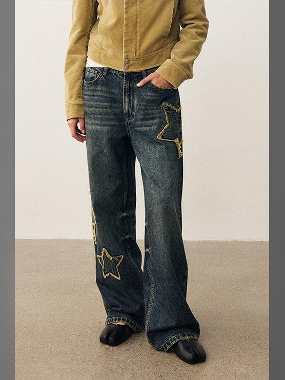 DIDDI MODA Star Patch Embroidered Loose Fit Women&