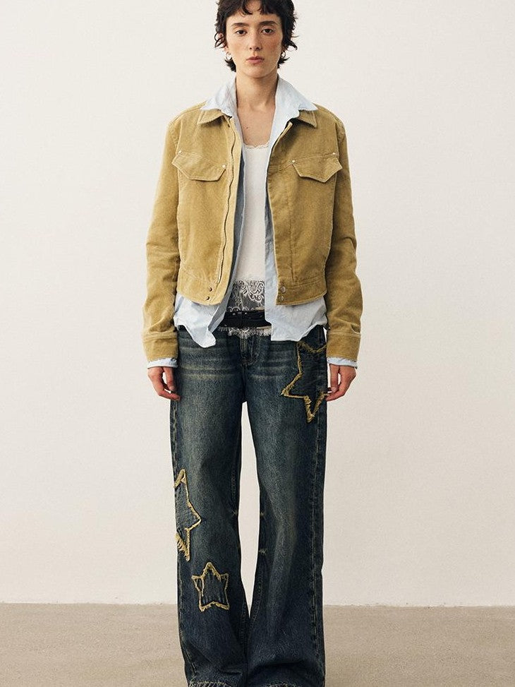 DIDDI MODA Star Patch Embroidered Loose Fit Women&