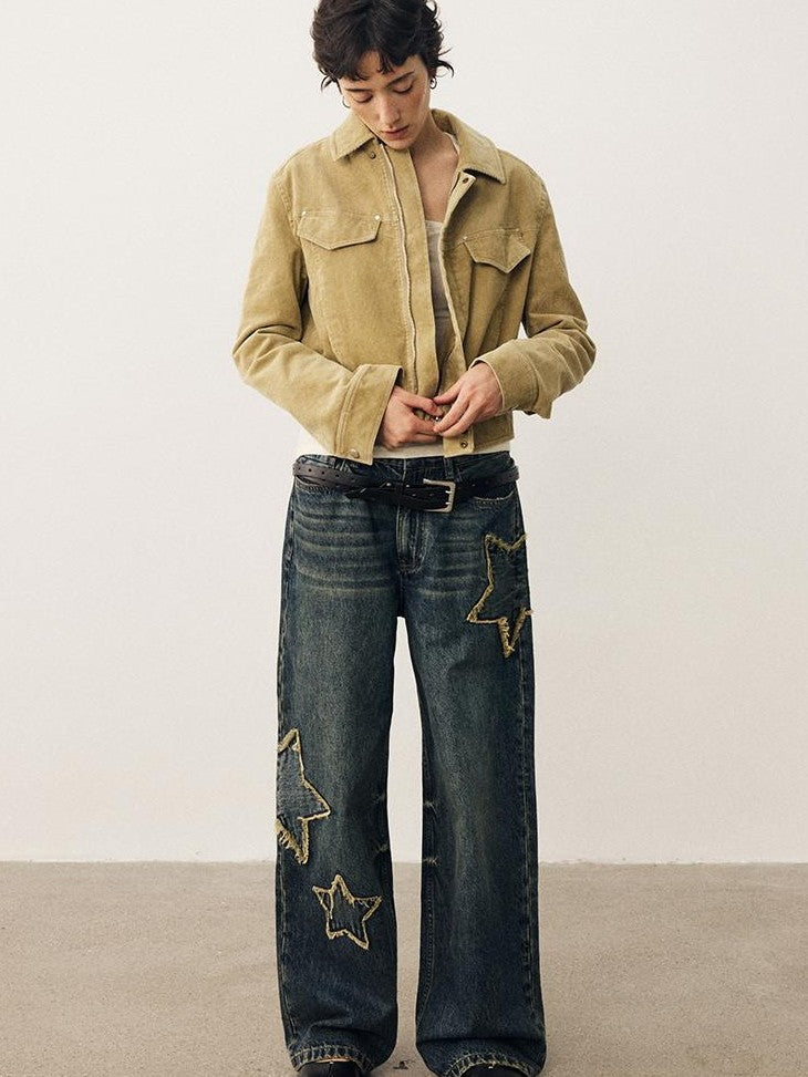 DIDDI MODA Star Patch Embroidered Loose Fit Women&