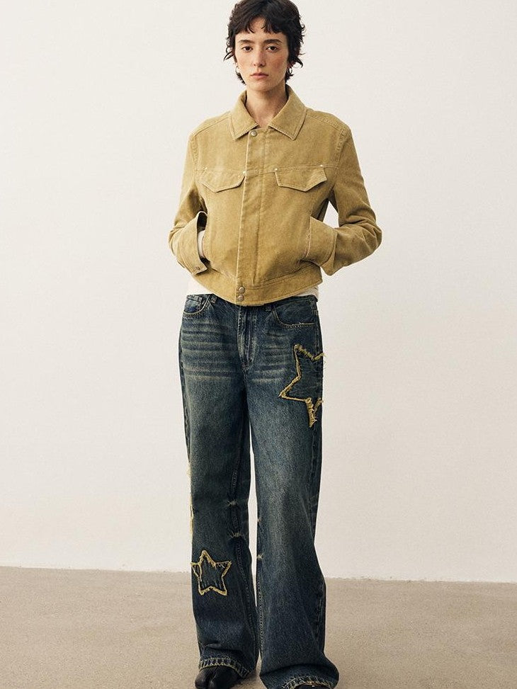 DIDDI MODA Star Patch Embroidered Loose Fit Women&