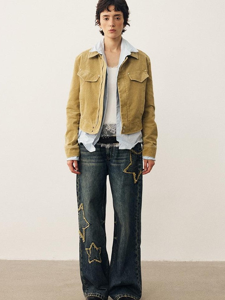 DIDDI MODA Star Patch Embroidered Loose Fit Women&