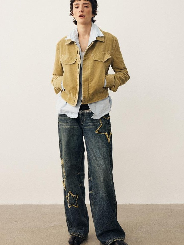 DIDDI MODA Star Patch Embroidered Loose Fit Women&