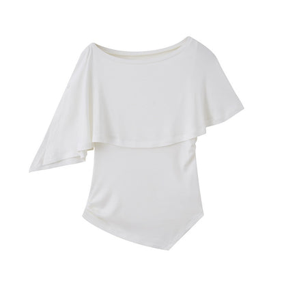 DIDDI_MODA_Striped_Asymmetric_Cape_Slim_Faux_Layer_Batwing_Women&