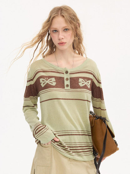 DIDDI MODA Striped Butterfly Open Cardigan Women&