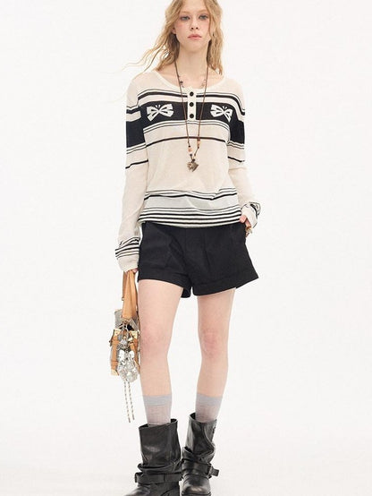 DIDDI MODA Striped Butterfly Open Cardigan Women&