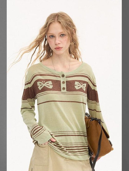 DIDDI MODA Striped Butterfly Open Cardigan Women&
