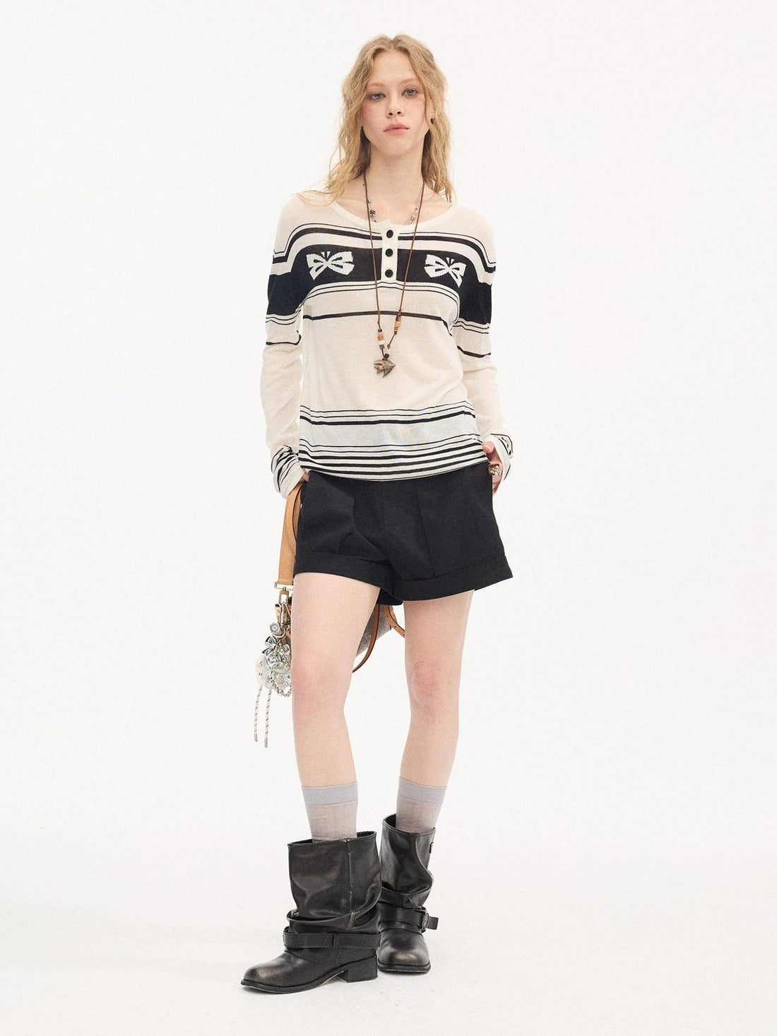 DIDDI MODA Striped Butterfly Open Cardigan Women&