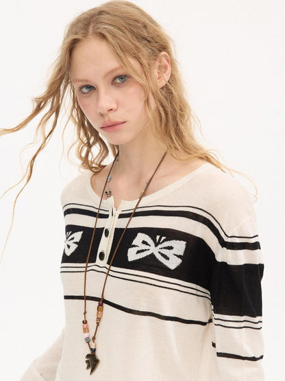 DIDDI MODA Striped Butterfly Open Cardigan Women&