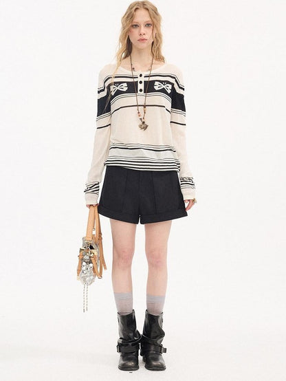 DIDDI MODA Striped Butterfly Open Cardigan Women&