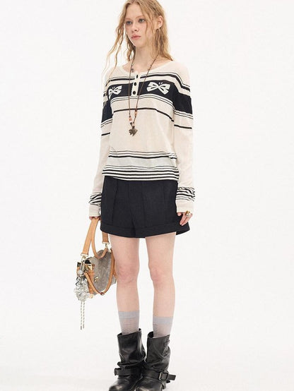 DIDDI MODA Striped Butterfly Open Cardigan Women&