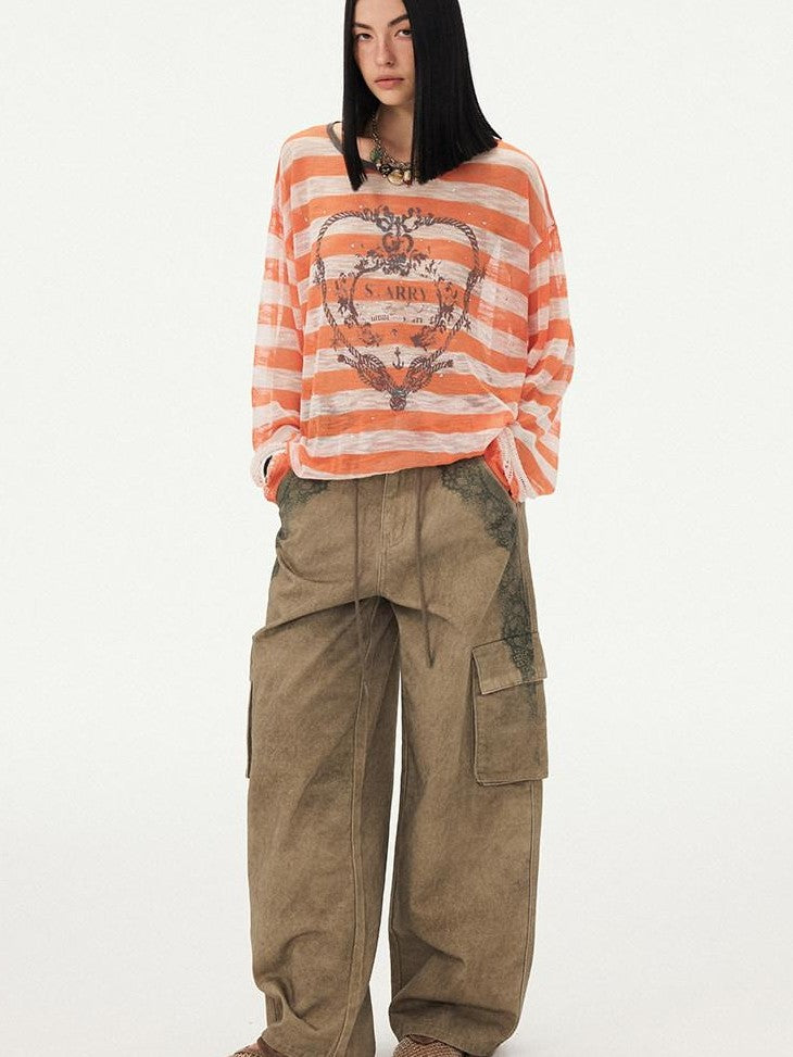 DIDDI MODA Striped Heart Knot Loose Women&
