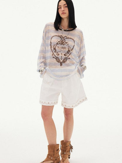DIDDI MODA Striped Heart Knot Loose Women&