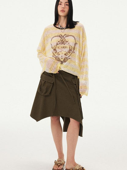 DIDDI MODA Striped Heart Knot Loose Women&
