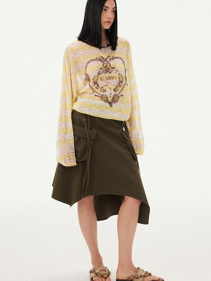 DIDDI MODA Striped Heart Knot Loose Women&