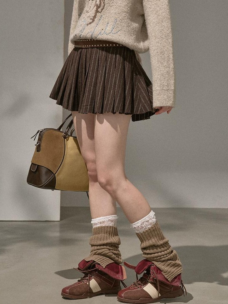 DIDDI MODA Striped Puff Short Leg Lengthening Women&