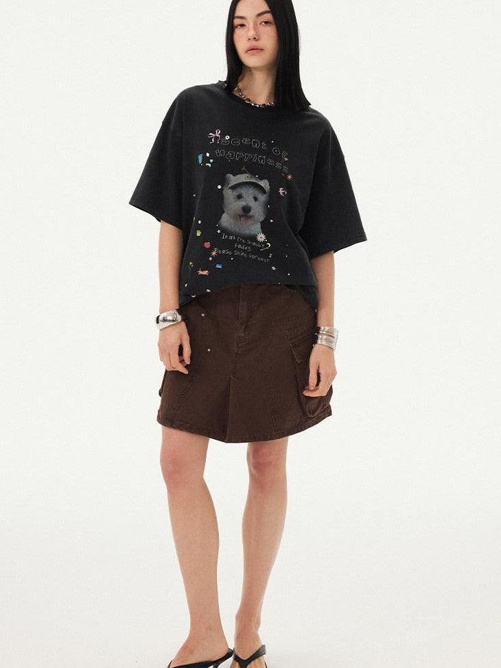 DIDDI MODA Striped Rhinestone Cargo Short Sleeve Women&