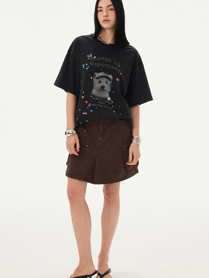 DIDDI MODA Striped Rhinestone Cargo Short Sleeve Women&