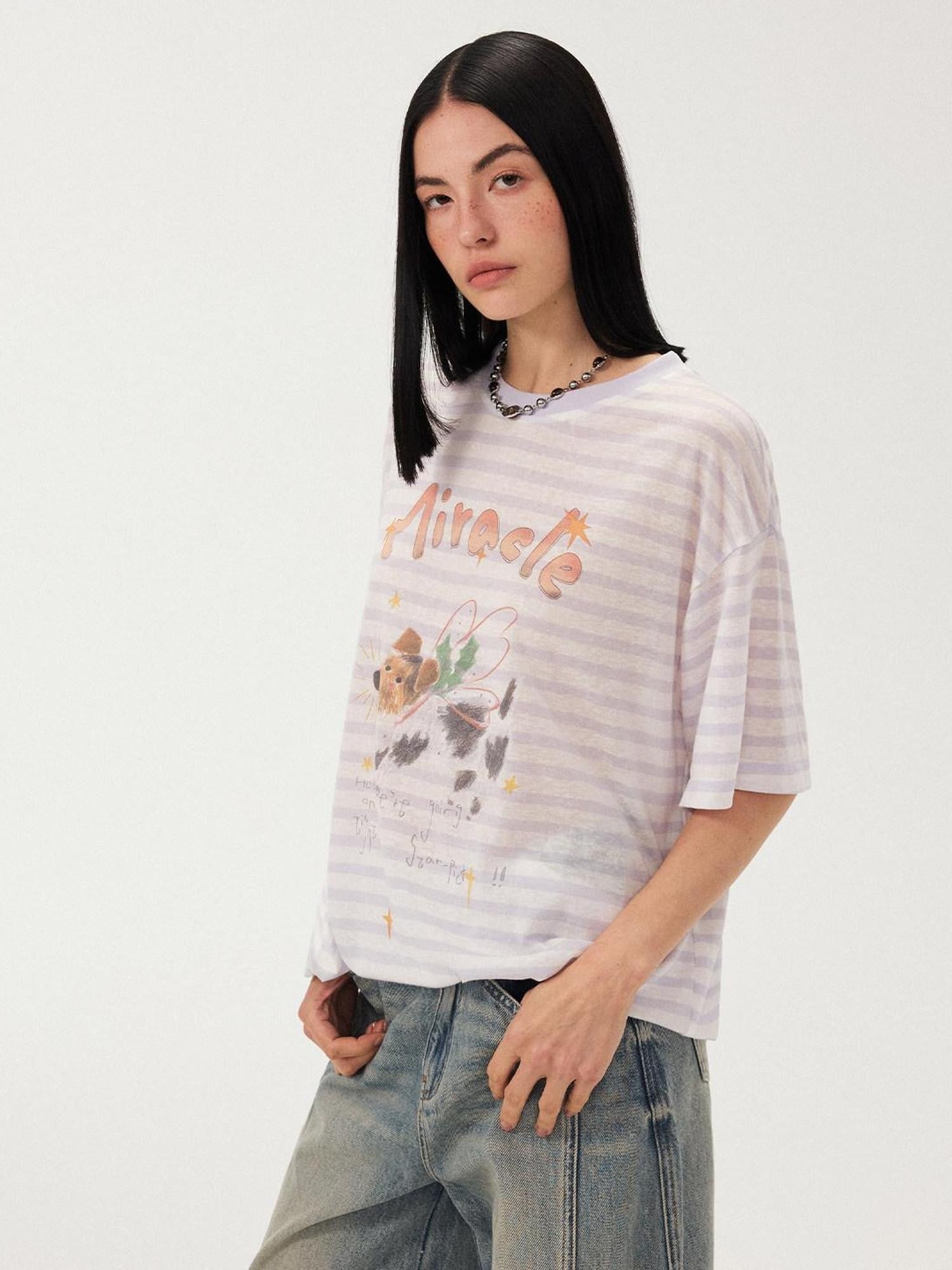 DIDDI MODA Striped Rhinestone Cargo Short Sleeve Women&