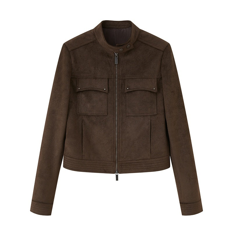 DIDDI_MODA_Structured_Suede_Stand_Collar_Zip_Women&