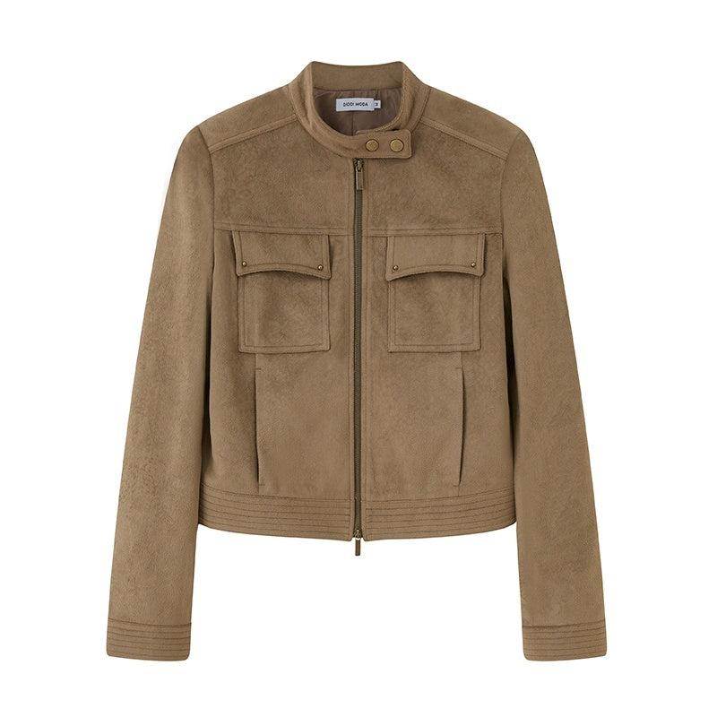 DIDDI_MODA_Structured_Suede_Stand_Collar_Zip_Women&