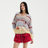 DIDDI_MODA_Sunset_Yellow_Striped_Embroidered_V-neck_Women&