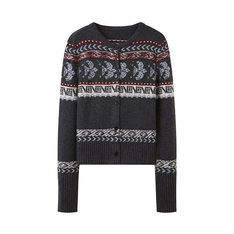 DIDDI_MODA_Swallow_Motif_Textured_Jacquard_Fair_Isle_Slim_Fit_Women&