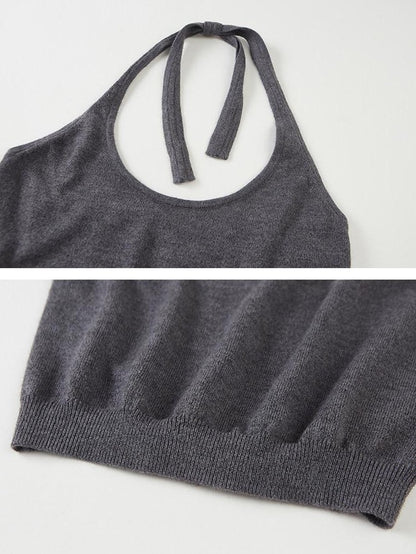 DIDDI MODA Sweet Girlish V-neck Halter Pullover Two Piece Women&
