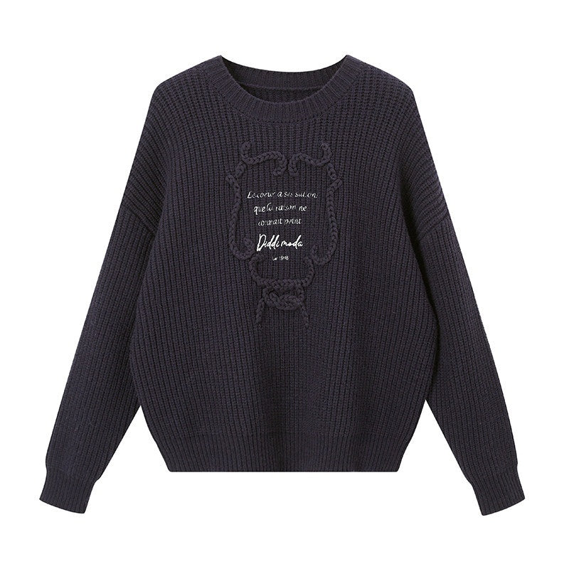 DIDDI_MODA_Tapestry_Letter_Embroidery_Chunky_Knit_Women&