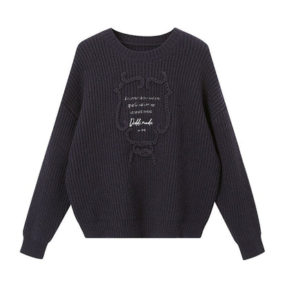 DIDDI_MODA_Tapestry_Letter_Embroidery_Chunky_Knit_Women&