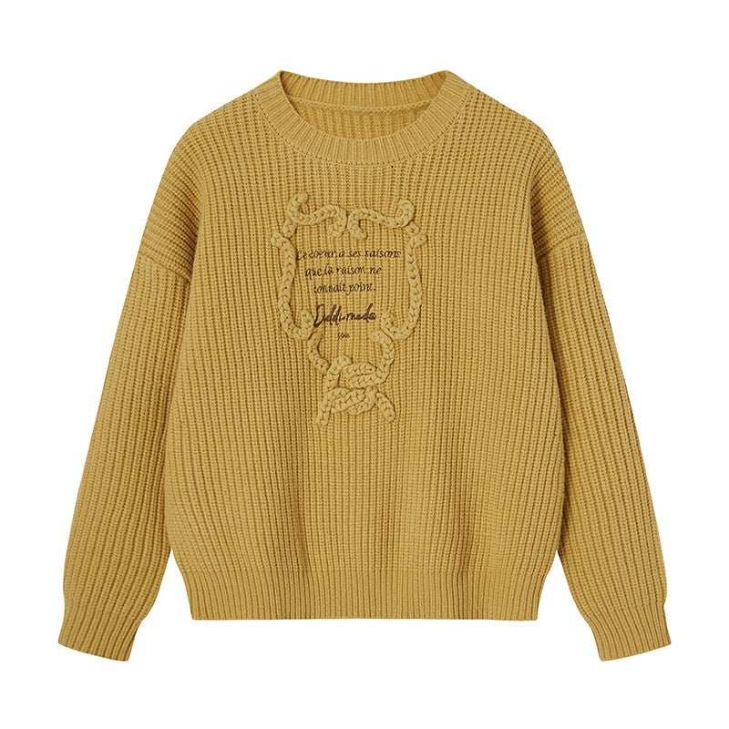 DIDDI_MODA_Tapestry_Letter_Embroidery_Chunky_Knit_Women&