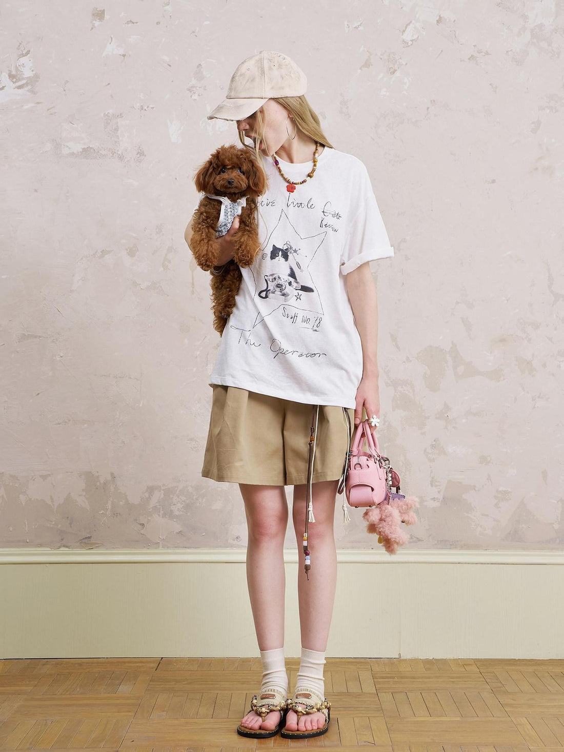 DIDDI MODA Telephone Kitten Graffiti Slim Fit Women&