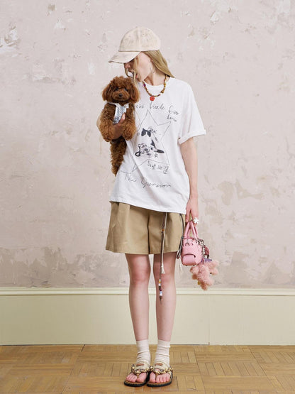 DIDDI MODA Telephone Kitten Graffiti Slim Fit Women&