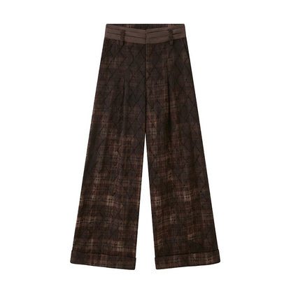 DIDDI_MODA_Textured_Plaid_Cuffed_Relaxed_Straight_Women&
