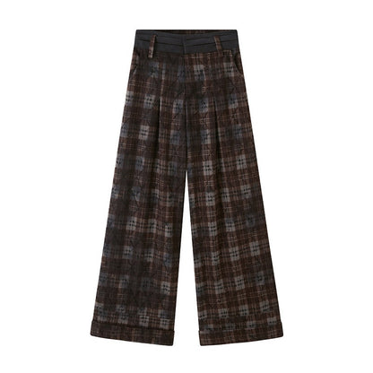 DIDDI_MODA_Textured_Plaid_Cuffed_Relaxed_Straight_Women&