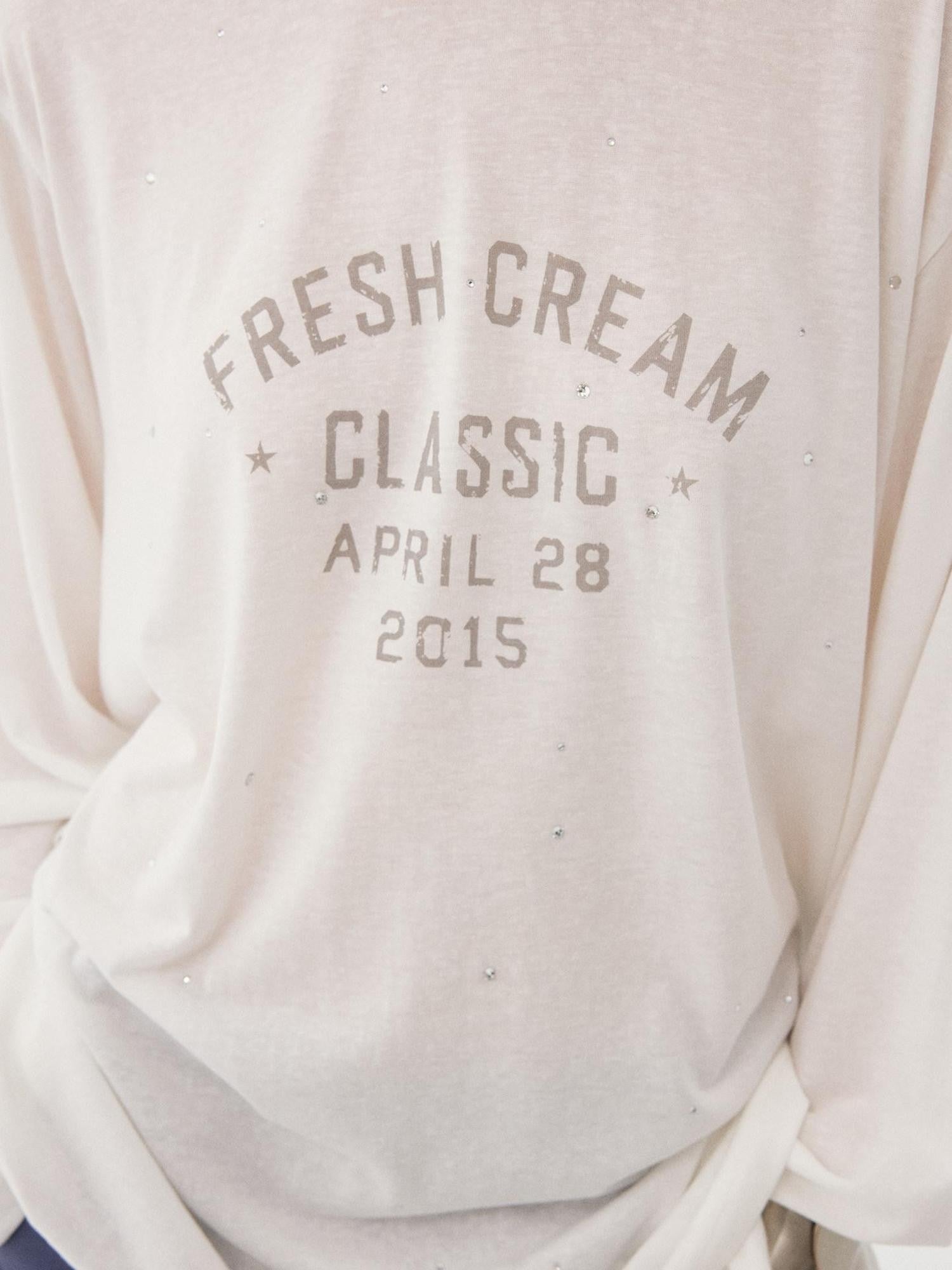 DIDDI MODA Textured Sheer Vintage Distressed Slogan Print Women&