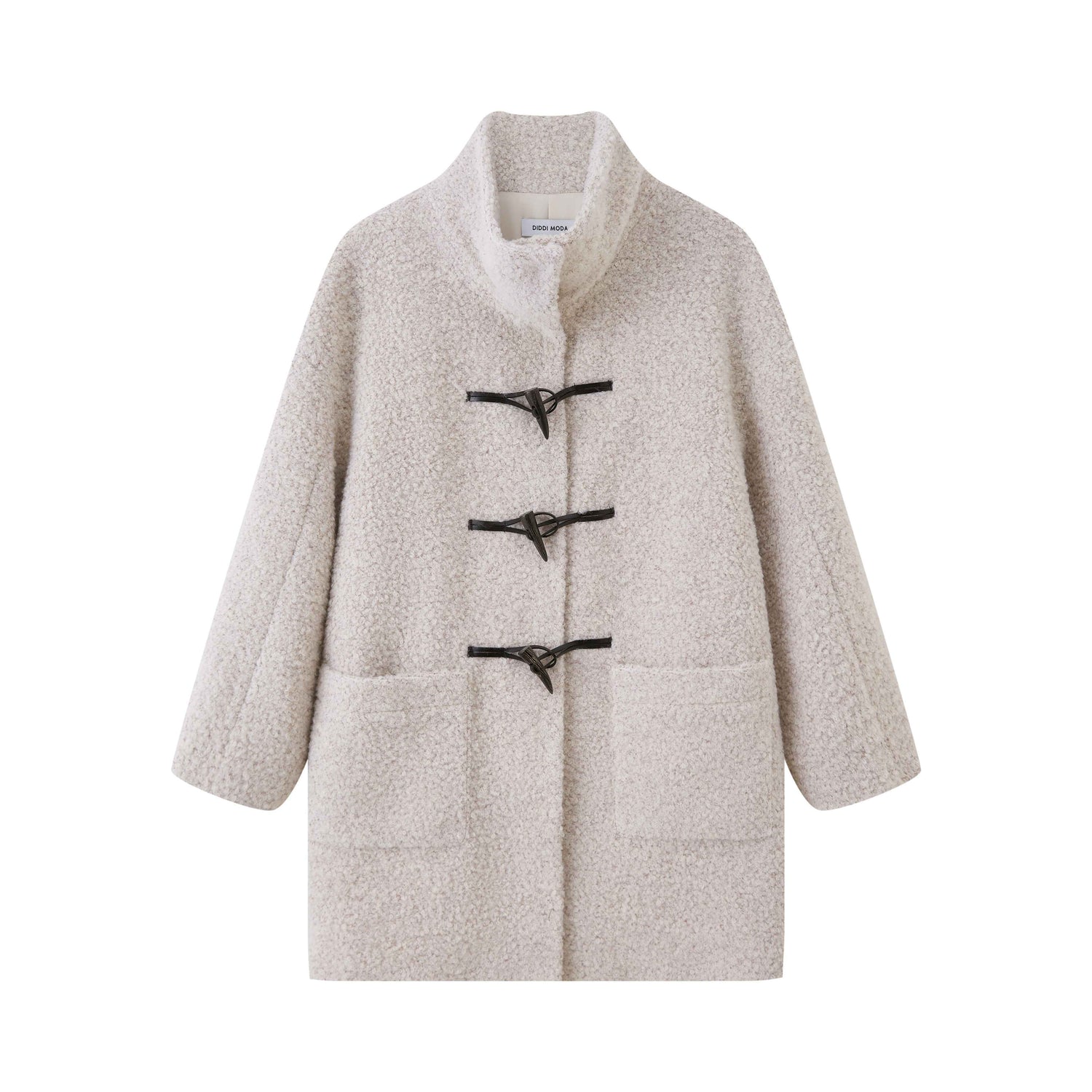 DIDDI_MODA_Toggle_Stand_Collar_Boucle_Mid_Length_Women&