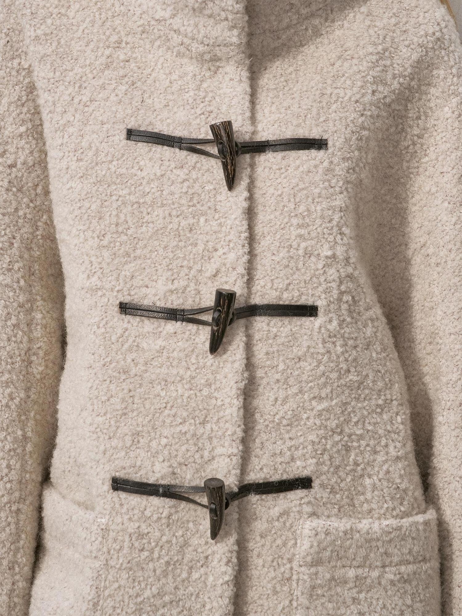 DIDDI MODA Toggle Stand Collar Boucle Mid Length Women&