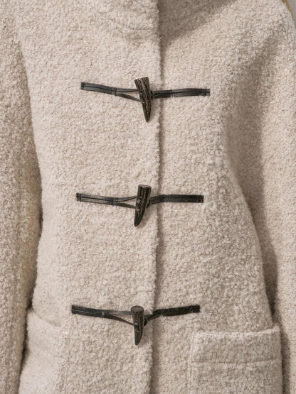 DIDDI MODA Toggle Stand Collar Boucle Mid Length Women&