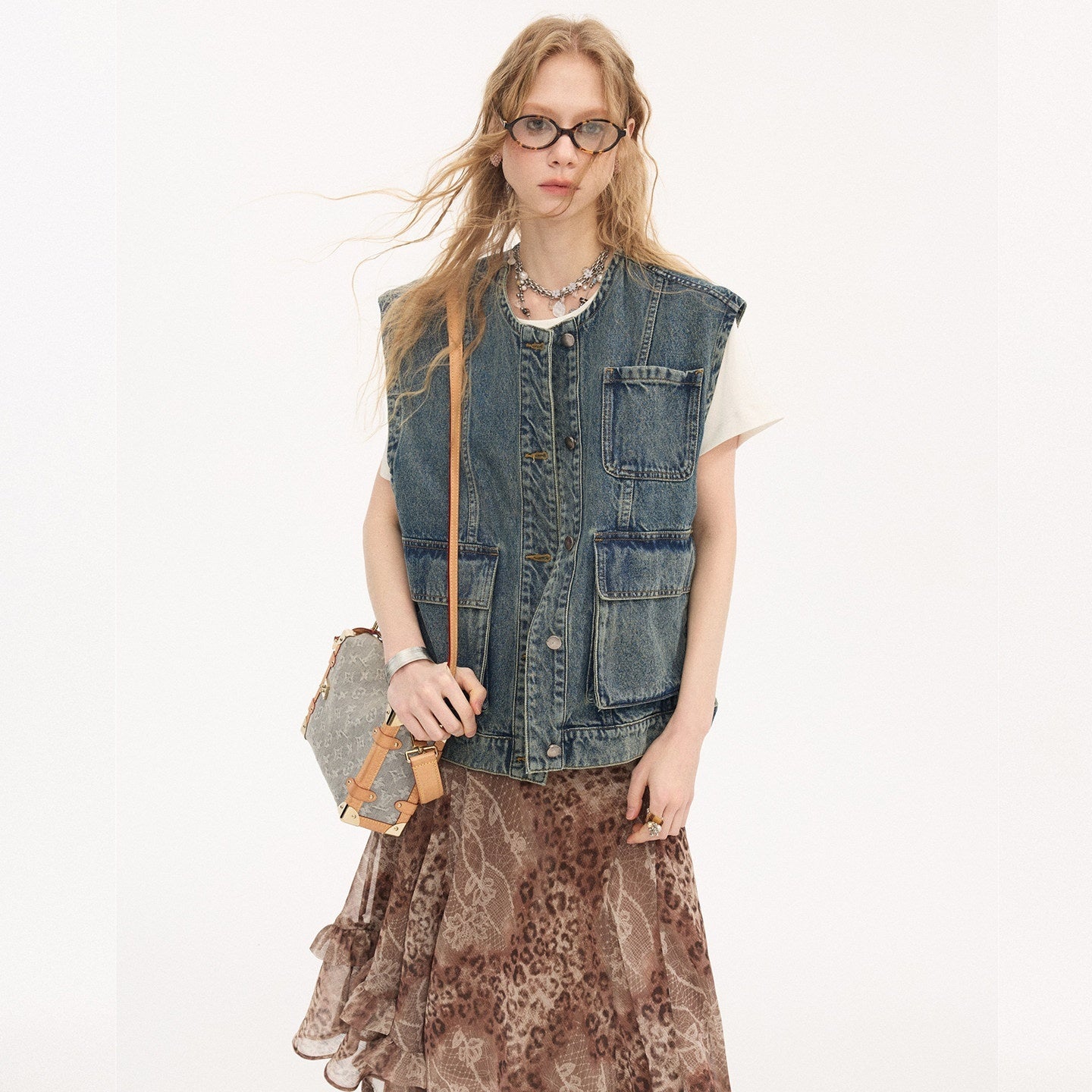 DIDDI_MODA_Vintage_Blue_Oversized_Large_Multi_Pocket_Round_Neck_Women&