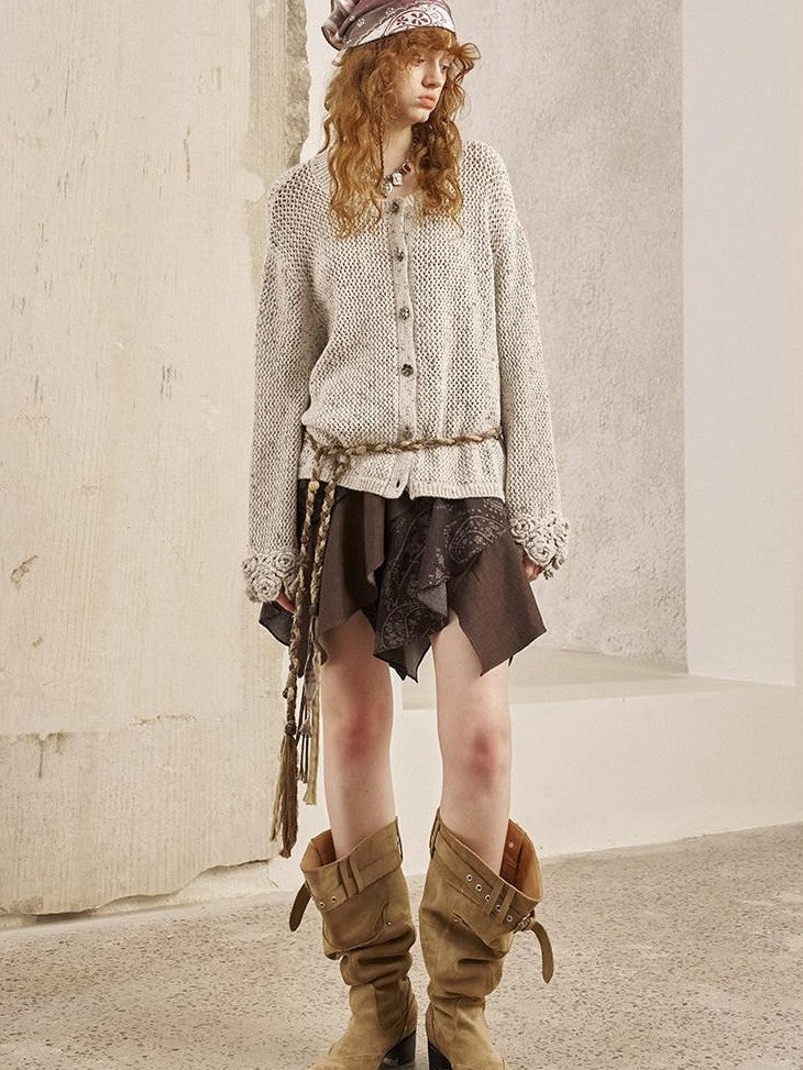 DIDDI MODA Vintage Crochet Openwork Layered Women&