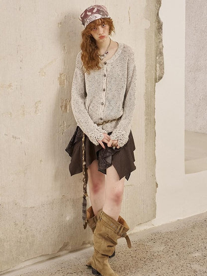 DIDDI MODA Vintage Crochet Openwork Layered Women&