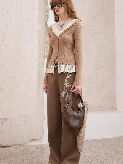 DIDDI MODA Vintage Crochet Openwork Layered Women&