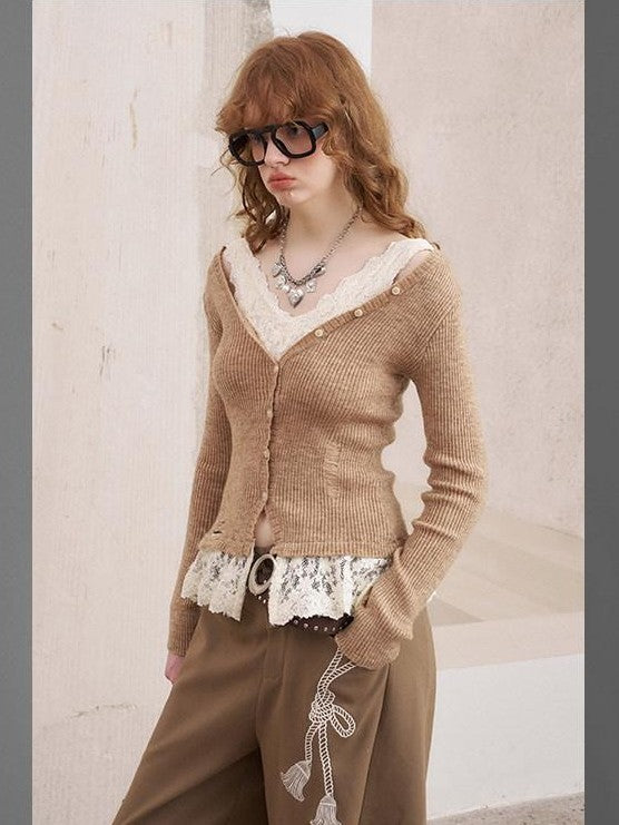 DIDDI MODA Vintage Crochet Openwork Layered Women&