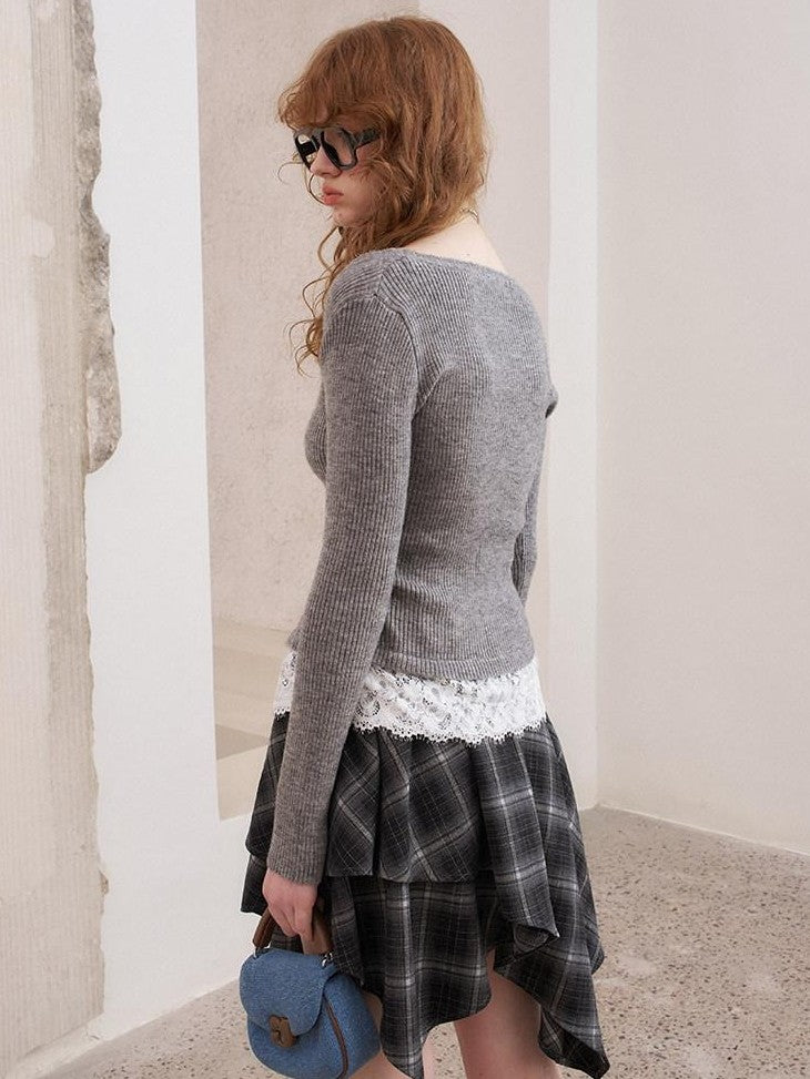 DIDDI MODA Vintage Crochet Openwork Layered Women&