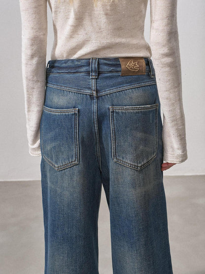 DIDDI MODA Vintage Fleece Lined Distressed Cropped Loose Women&