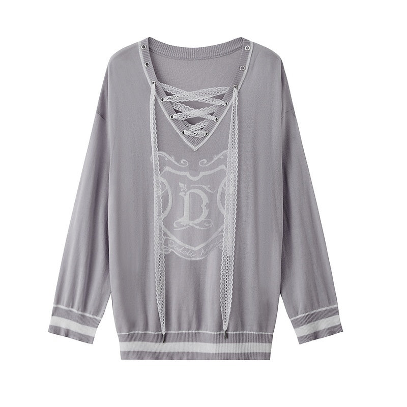 DIDDI_MODA_Vintage_Layered_Lace_Drawstring_V-neck_Women&